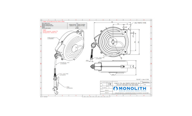 Душ выдвижной на катушке 10 м Monolith APOLLO SR000000034A