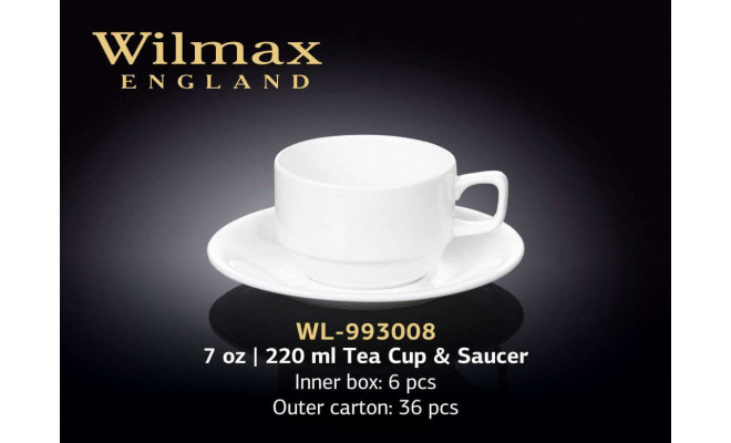 Wilmax Чашка чайная с блюдцем 3008 220 мл