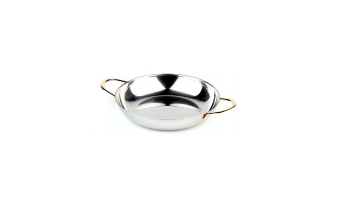 Блюдо сервировочное с золотыми ручками круглое APS 61280