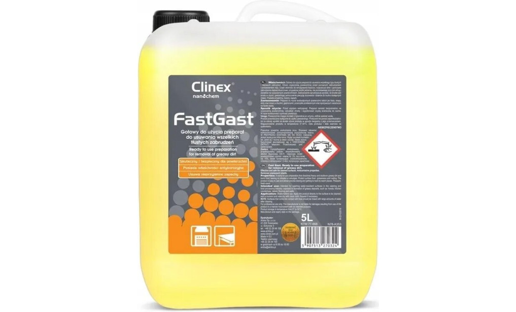 Засіб для видалення всіх жирних забруднень Clinex Fast Gast 77-668, 5 л