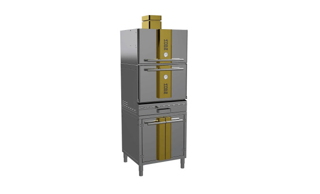 Печь угольная Kopa 401 SC, Shiny&Gold с тепловым шкафом, на подставке