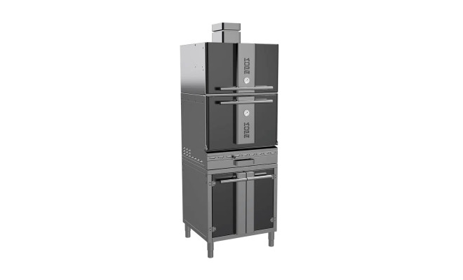 Печь угольная Kopa 401 SC, Black&Silver с тепловым шкафом, на подставке
