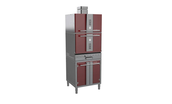 Печь угольная Kopa 401 SC, Red&Silver с тепловым шкафом, на подставке