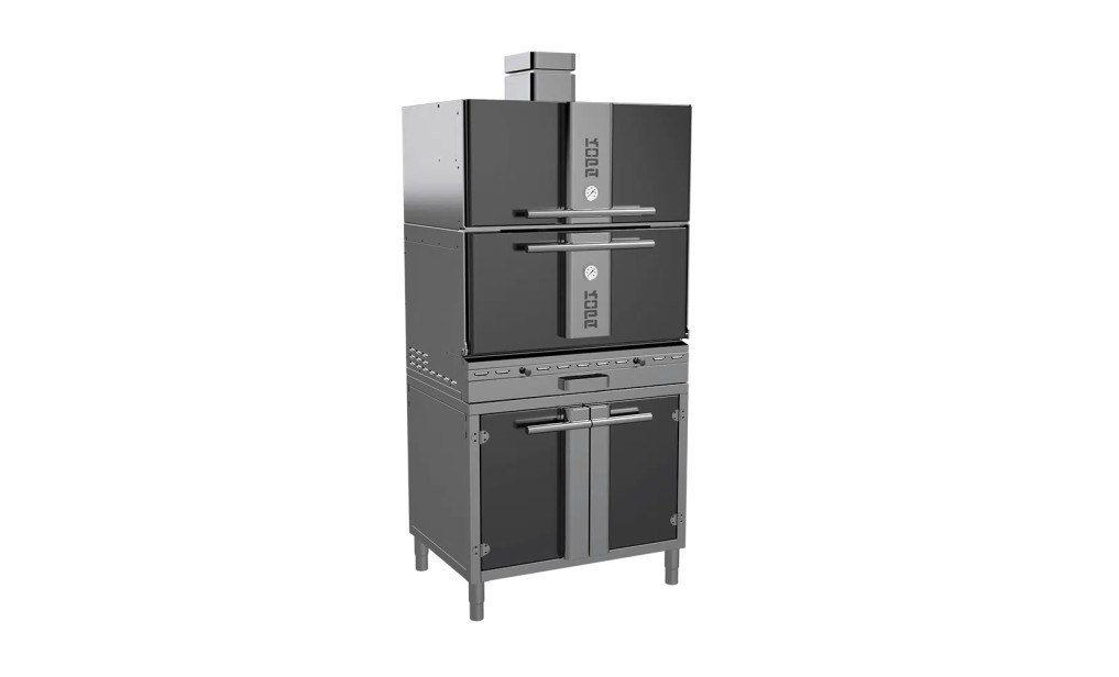 Печь угольная Kopa 501 SC, Black&Silver с тепловым шкафом, на подставке