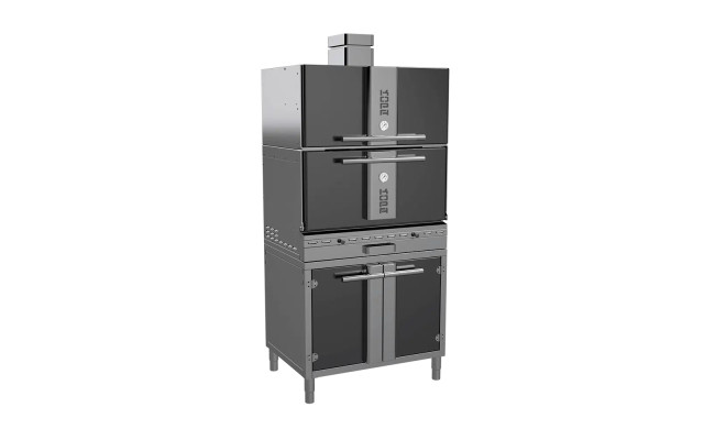 Печь угольная Kopa 501 SC, Black&Silver с тепловым шкафом, на подставке