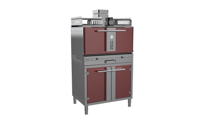 Печь угольная Kopa 501 SOS, Red&Silver с тепловым стеллажем, на подставке