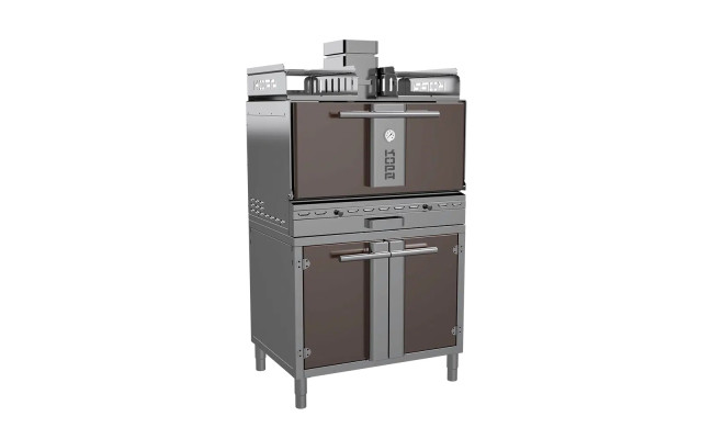 Печь угольная Kopa 501 SOS, Brown&Silver с тепловым стеллажем, на подставке