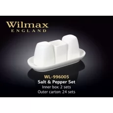 Wilmax Набір сіль, перець і зубочистки на підставці (4 предмета)