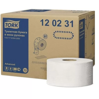 Купить Туалетная бумага и накладки Tork в мини-рулонах Mini Jumbo 0,92х170 м, белая, Т2