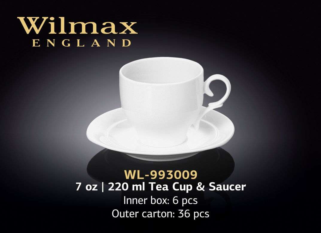 Wilmax Чашка чайная с блюдцем 220 мл