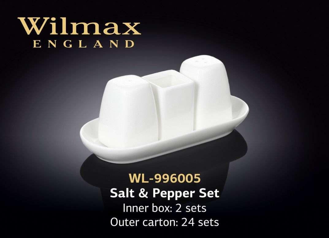 Wilmax Набор соль, перец и зубочистки на подставке (4 предмета)