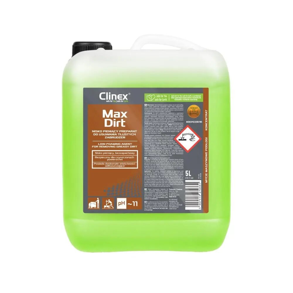 Засіб для видалення жирних забруднень слабопінний Clinex MaxDirt 77-648, 5 л